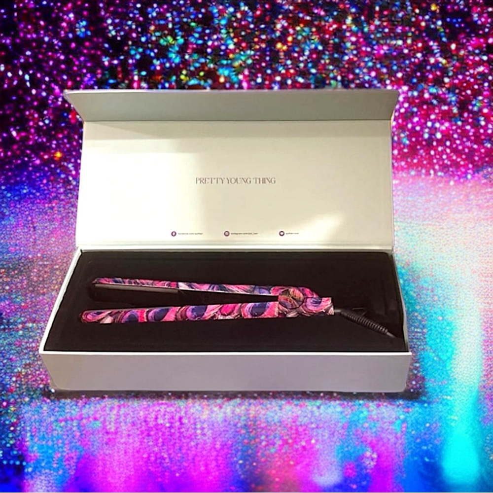 PYT HAIR Professional Ceramic Flat Iron Styling Tool Peacock NIB MSRP $300